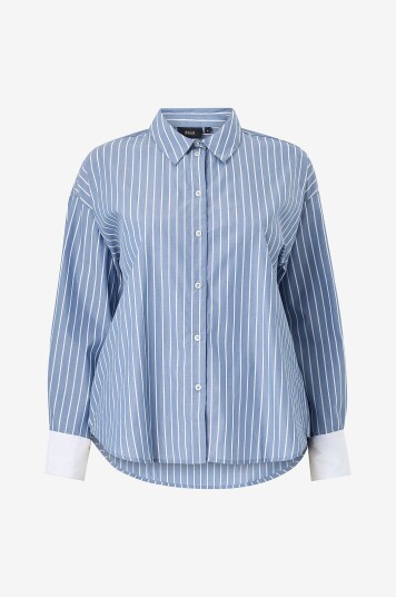 Zizzi Skjorte mMina L/S Blå