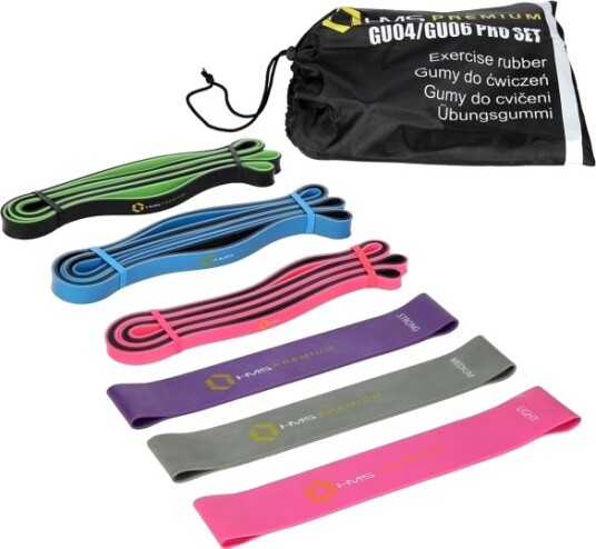 Hms Powerband Gu04/06 Pro Sett Med Ulike Motstandsnivåer, Flerfarget, 6 Stk