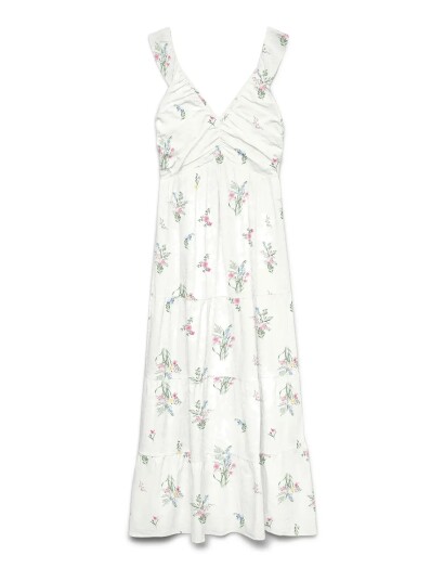 Vero Moda Vmdicthe Sl Frill Ankle Dress Wvn Ga White L
