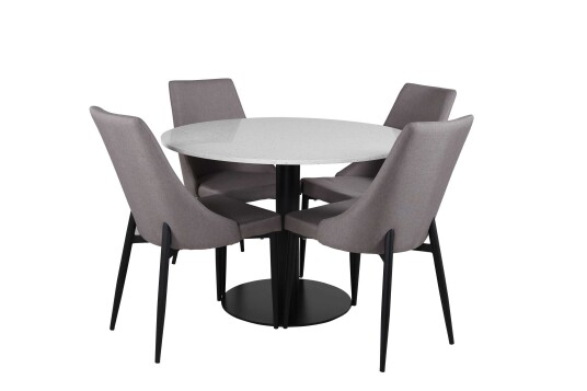 Venture Design Razzia & Leone spisegruppe Hvit/grå 4 st stoler & bord 106 cm