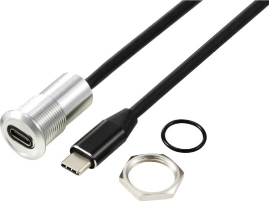 Usb-C® 3.1 Hun/Hann 1 M Kabel Sølv Tc-13376324 Tru Components 1 Stk