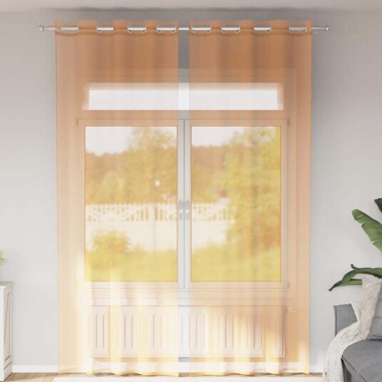 Voilegardiner med grommets 2 stk oransje 140x300 cm 8721158551108