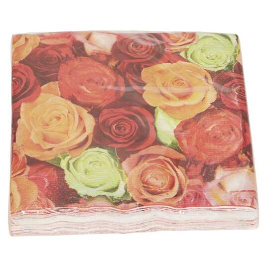 Serviett orange roses 20pk Original