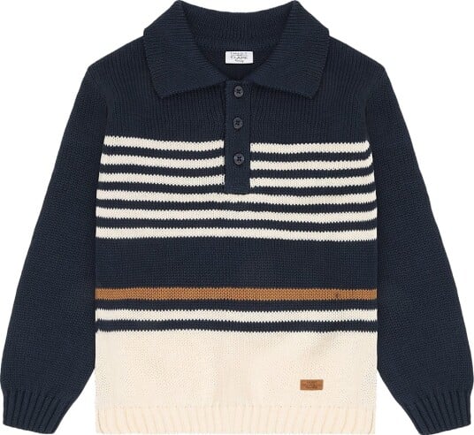 Hust and Claire Genser Strikk HCPelle Stripe Blues Hust and Claire 8 år (128) Genser Brun Hvit Marineblå