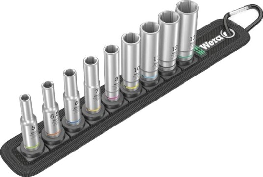 Wera Belt B Deep 1 Hylsemeiselinnsats 9 deler Metrisk 3/8" Håndverktøy