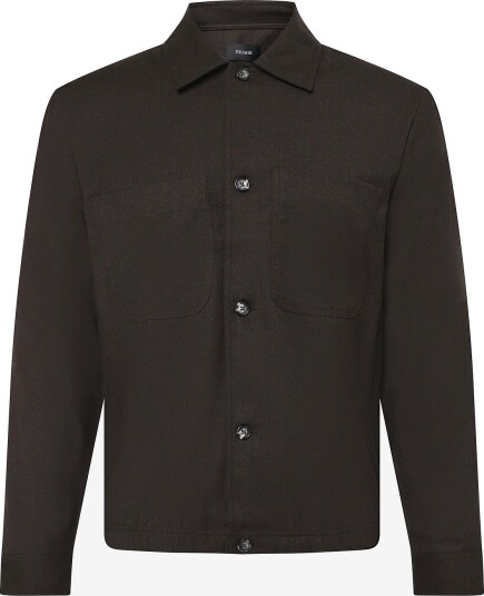 Reiss Penge Ls Brushed Wool Twin Pocket Overshirt   CHOCOLATE BROWN   M