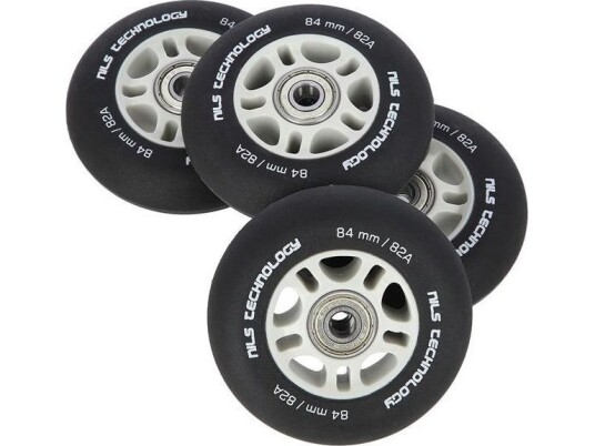 Nils Extreme Pu 84X24 82A Sort Matowe (4 Szt.) + Abec-9 Chrome (8 Szt.) Nils Extreme