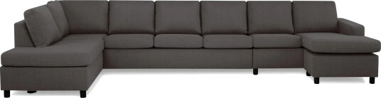 Crazy 6 seters Venstrevendt U formet XX Large Sofa med Divan og Sjeselong i Stoff Mørk grå