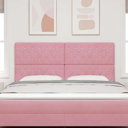 sengegavl krystallknapp tuftet rosa 180 cm fløyel