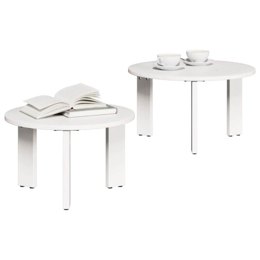  Kaffebord Sett 2 pcs Hvit 47.5 x 47.5 x 27 cm Massiv furu tre