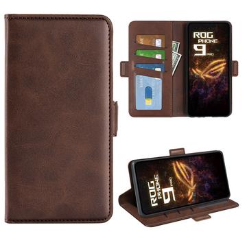 Asus ROG Phone 9 Pro lommebokveske med magnetisk lukking   kalvestruktur   brun