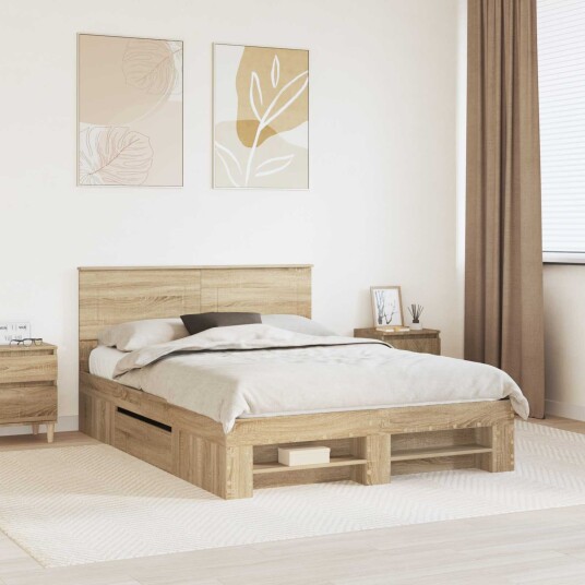 Sengestamme Sonoma eik 140 x 200 cm Konstruert tre