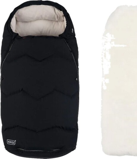 Voksi Urban Vognpose Black Cream + Aluna Lammeskinn Til Vogn Hvit