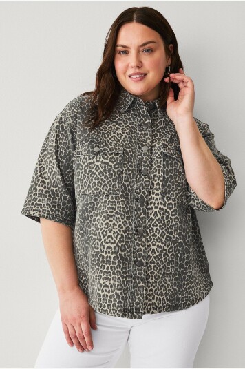 Zizzi Denimskjorte jLeona S/S Brun