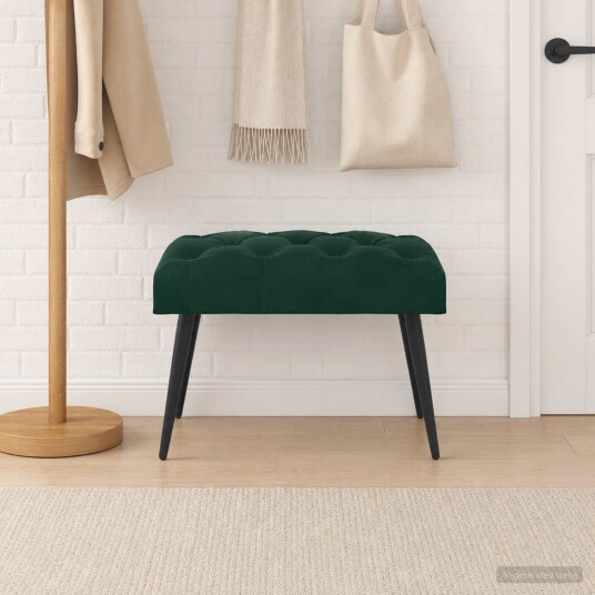vidaXL Benk med knappheft Mørkegrønn 60 x 40 x 45 cm Fløyel