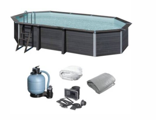Swim & Fun komposittre basseng sittre oval kullgrått 664 x 386 x