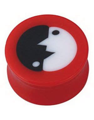 Modern Yin Yang Rød Akryl Plugg 5 mm