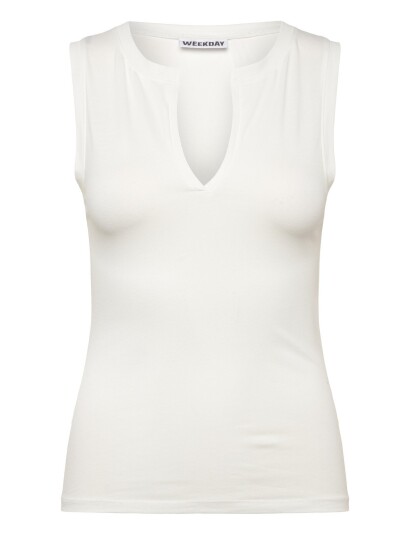 Weekday Slim V Neck Sleeveless Top White XS