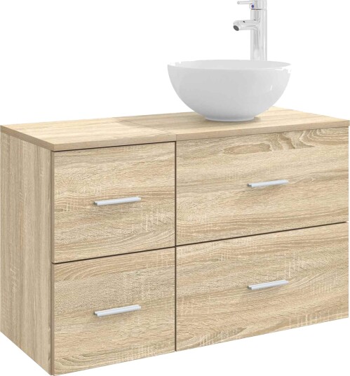  Baderomsinnredningssett 2 pcs Sonoma eik Konstruert tre