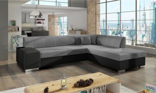 Seksjonssofa Eltap Porto 278x217x74 cm Sawana 21 Soft 11 Grå Svart Høyre Seksjonssofa Eltap Porto 278x217x74 cm Sawana 21 Soft 11 Grå Svart Høyre