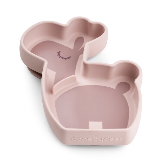Done by Deer ™ Snack-tallerken av silikon Stick&Stay i Lalee rosa