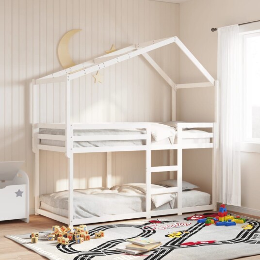 Køyeseng med tak hvit 80x200 cm heltre furu 8721102669408 Køyeseng med tak hvit 80x200 cm heltre furu 8721102669408