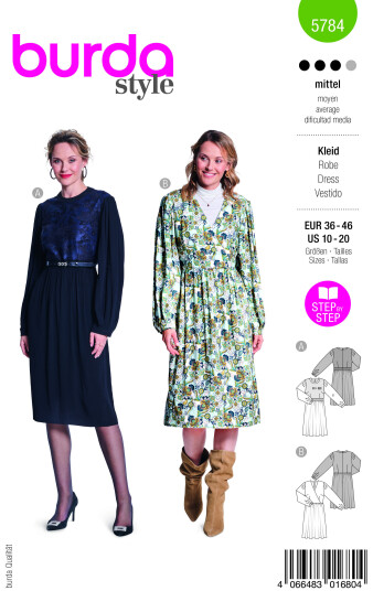 Burda 5784 Kjole EUR: 36-46 US: 10-20 Burda 5784 Kjole EUR: 36-46 US: 10-20