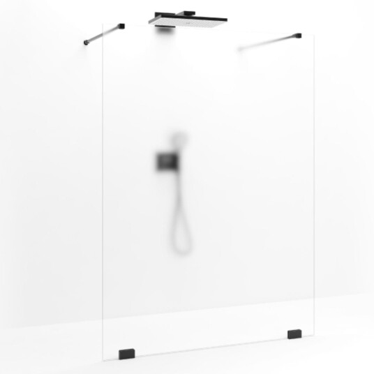 Macro Grace Dusjvegg Walk In Shower 120 cm, Sort Matt/Frostet Glass