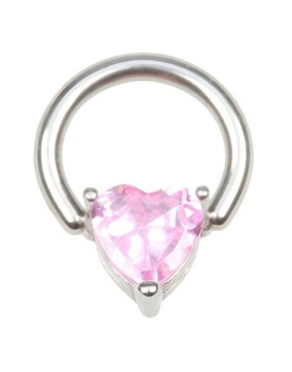 Utgått BCR Piercing med Hjerteformet Rosa Sten