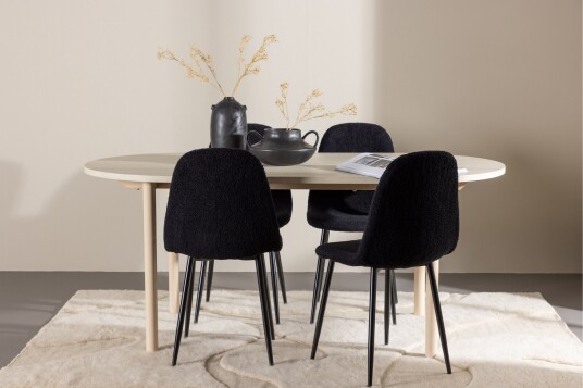 Venture Home Andy Spisegruppe 180 cm Oval med 4 Polar stoler Whitewash/Sort