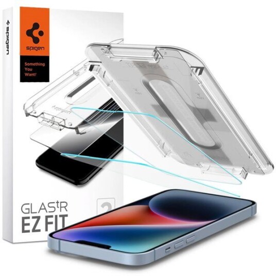 Spigen EZ Fit Glas.tR Skjermbeskytter 2-pakning for iPhone 13/13 Pro - Anti-fingeravtrykk, Case Friendly