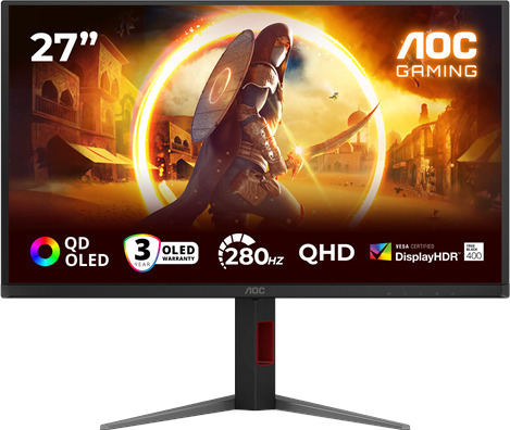AOC Q27G4ZD 27" QD-OLED Gamingskjerm 2560x1440 240Hz Sort AOC Q27G4ZD 27" QD-OLED Gamingskjerm 2560x1440 240Hz Sort