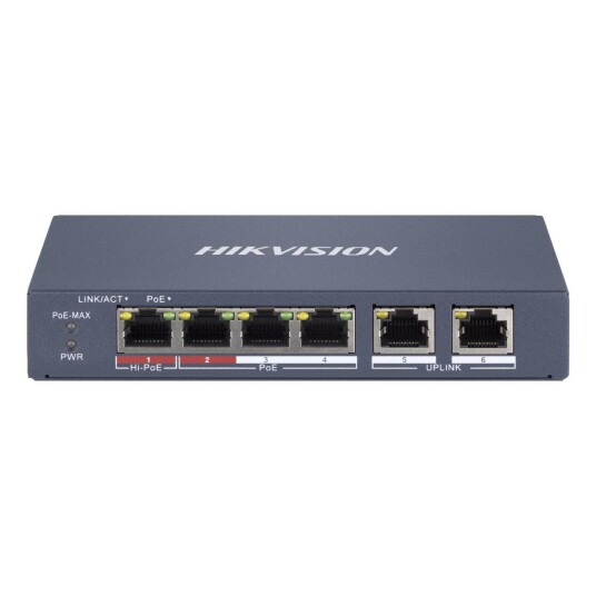 Hikvision Ds-3E1106hp-Ei - Switch - Smart - 3 X 10/100 (Poe+) + 2 X 10/100 (Opplink) + 1 X 10/100 (Hi-Poe) - Stasjonær - High Poe / Poe+ (60 W) Hikvision Ds-3E1106hp-Ei - Switch - Smart - 3 X 10/100 (Poe+) + 2 X 10/100 (Opplink) + 1 X 10/100 (Hi-Poe) - Stasjonær - High Poe / Poe+ (60 W)