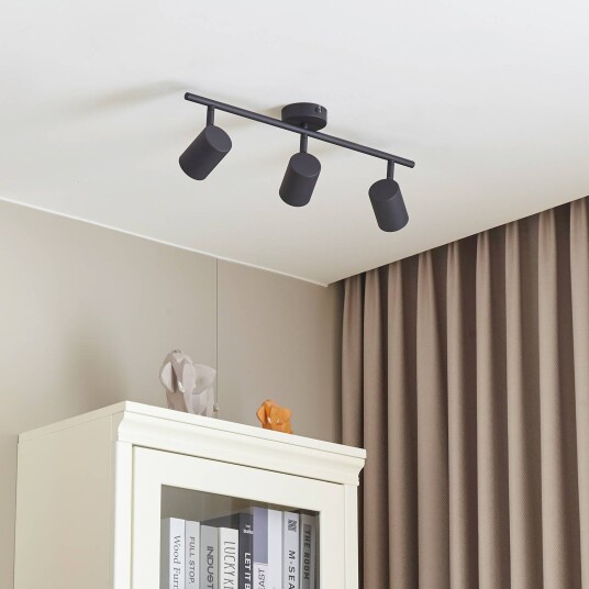 Lindby Jorell downlight, smal, svart, 3 lyskilder