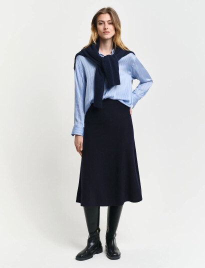 GANT Superfine Lambswool Skirt - Navy - XXL