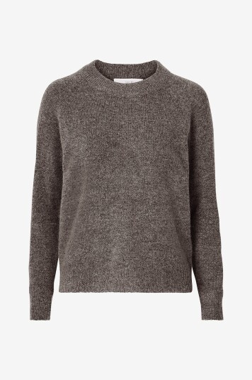 Selected FEMME - Genser slfLulu LS Knit O-neck - Grå