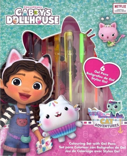 Gabby's Dollhouse Notebook med 6 gelpennersett