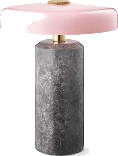 Design by Us Trip oppladbar bordlampe - Sølv marmor/Rosa blank skjerm Design by Us Trip oppladbar bordlampe - Sølv marmor/Rosa blank skjerm