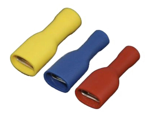 Blå isol kabelsko helisolert 6.3mm 100x Blå ekstra god isolering pose med 100