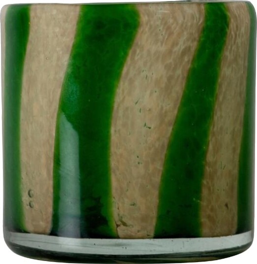 ByOn   Calore lyslykt 10x10 cm Curve grønn/beige stripete