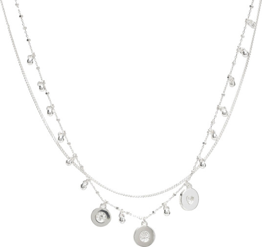 Pilgrim Veronica Coins & Crystal Necklace Silver Plated Silver ONE SIZE