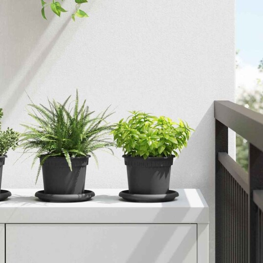 vidaXL Rund Blomsterpotte 24 pcs Svart Ø 12,5 x 10 cm Plast