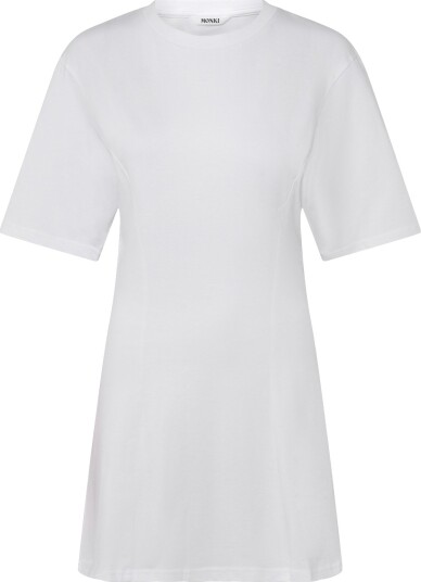 Monki Mini Fit And Flare T Shirt Dress   White   XXS