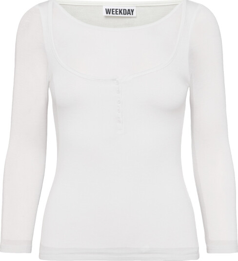 Weekday Henley Three Quarter Sleeve White L
