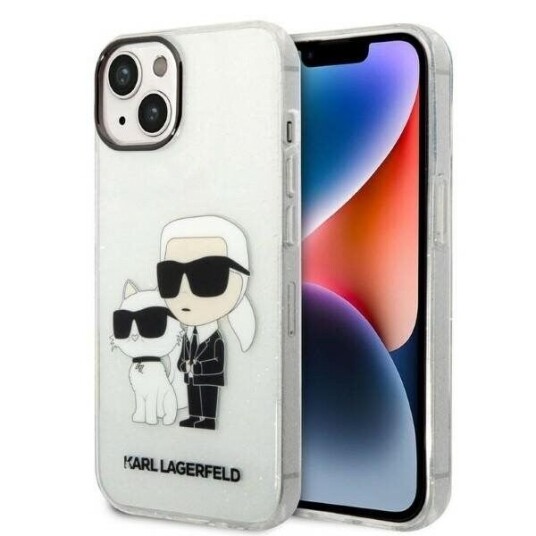 Karl Lagerfeld Iml Glitter Nft Karl & Choupette - Iphone 14 Plus-Deksel (Klar)