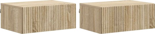 Vegghengt Nattbord med skuff 2 pcs Sonoma eik 49 x 34,5 x 20 cm