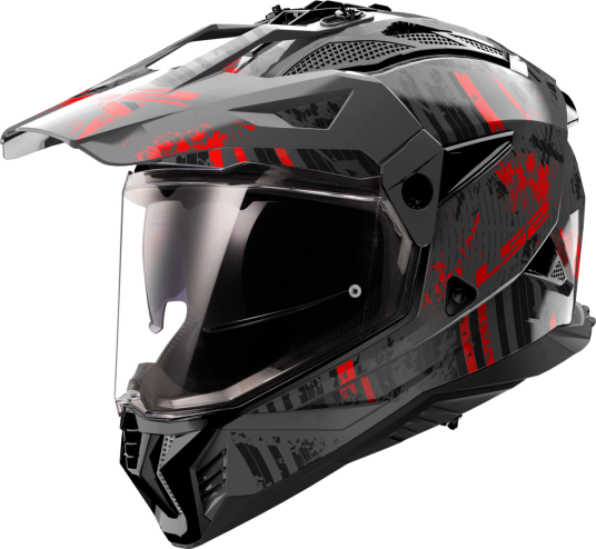 LS2 Adventurehjelm MX702 Pioneer II Crazy Svart-Rød LS2 Adventurehjelm MX702 Pioneer II Crazy Svart-Rød
