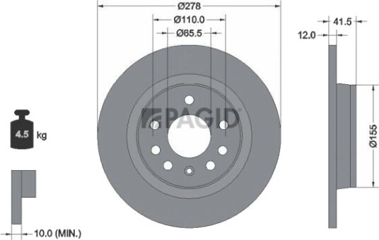 PAGID 54185NC Bremseskive