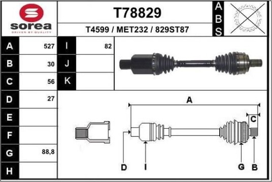EAI T78829 Drivaksel