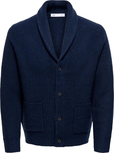 ONLY & SONS Onssky Rlx Ls Cardigan Knit Frml - BARITONE BLUE - XS